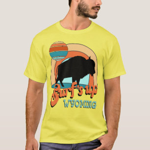 Rolig retro surfande buffel Wyoming T Shirt