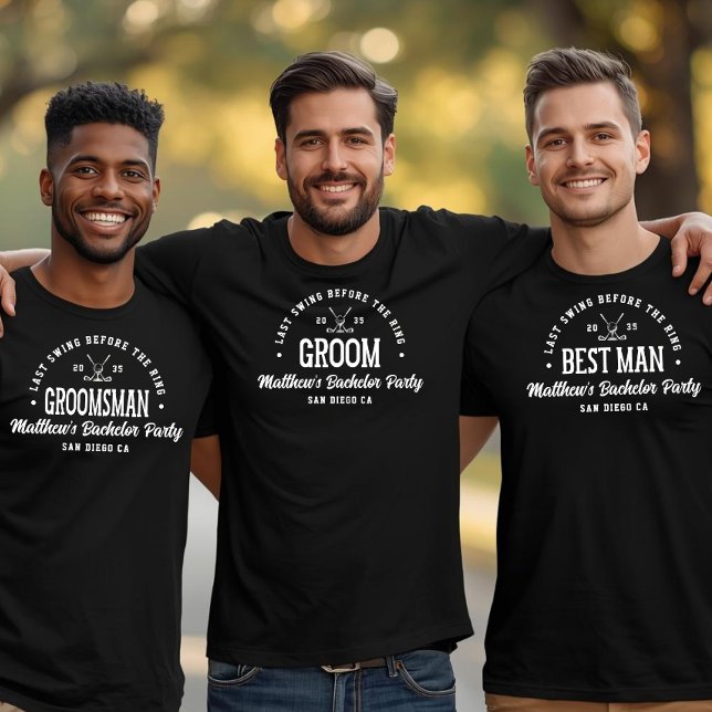 Rolig Retro Svärmannafest Sista Sväng Golf Brudgum T Shirt (Skapare uppladdad)