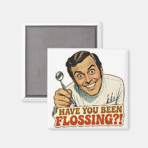 Rolig Retro Tandläkare Har Du Trådat Meme Magnet