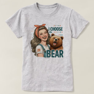 Rolig Retro Tjej T-Shirt – Jag väljer Björnen
