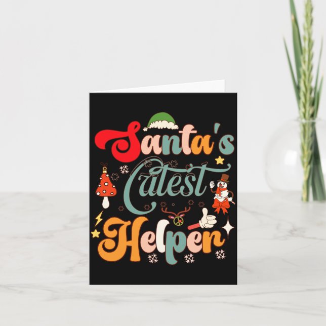 Rolig Retro Tomtar Sötaste Hjälpare  Kort (Framsida)