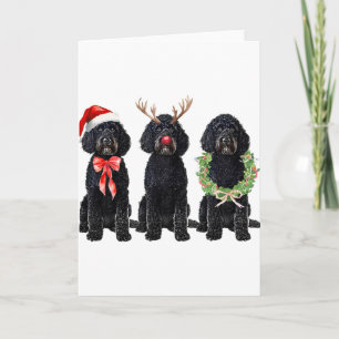 Rolig Retro Tomte Svart Goldendoodle Hund Ren Kort