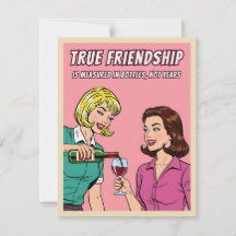 Rolig Retro Vin Humor Bästa Vän Pop Art Kort