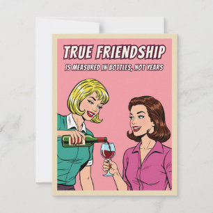 Rolig Retro Vin Humor Bästa Vän Pop Art Kort