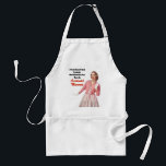 Rolig Retro vintage Bunco Förkläde<br><div class="desc">Presenterar den grafiska designen för den roliga retro vintagebuncoen en ljuv Bunco drottning med henne rosadräkt- och vithandskar. Text läser "en riktig Bunco vän låtsar henne såg inte dig ha ett tillfälligt att miscount". Du vet att vad den är lik efter några rundor av Bunco och vin och, du "oavsiktligt"...</div>