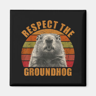 Rolig Retro Vintage Groundhog Day 2025 Respekt För Magnet
