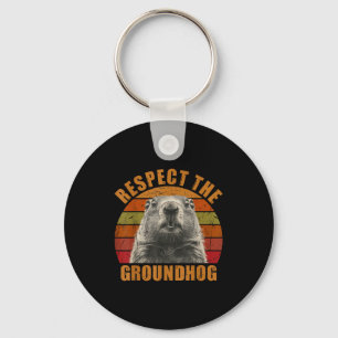 Rolig Retro Vintage Groundhog Day 2025 Respekt För Nyckelring