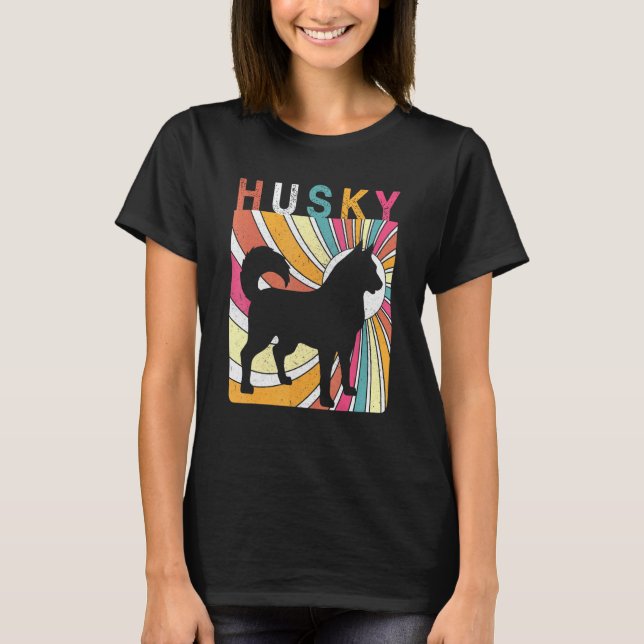 Rolig Retro Vintage Husky T Shirt (Framsida)