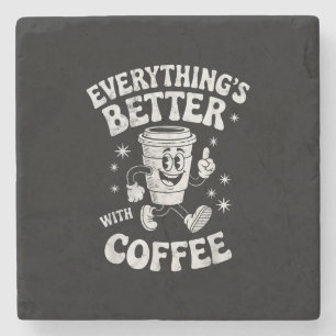Rolig Retro Vintage Kaffe Män eller Kvinnor Kaffe Stenunderlägg