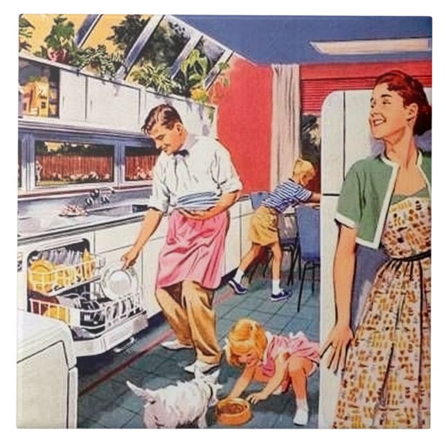 Rolig retro vintage kök kakelplatta (Framsidan)