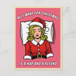 Rolig Retro Vintage Pop Art Julhumor Vykort