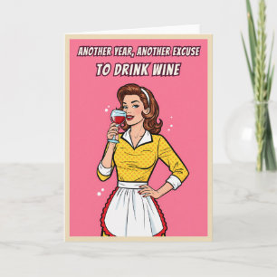 Rolig Retro Vintage Vin Humor Pop Art Födelsedag Kort