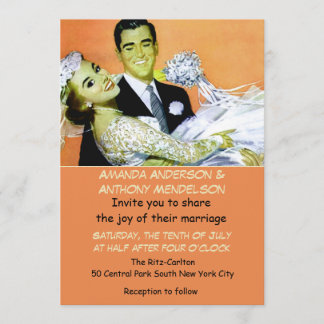 Rolig retro vintagebrud och brudgum inbjudningar
