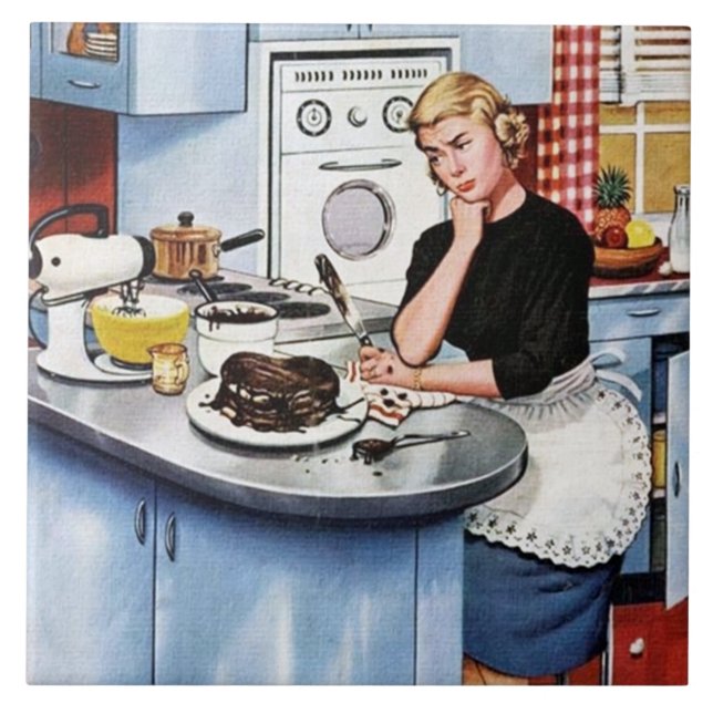 Rolig retro vintagekök kakelplatta (Framsidan)