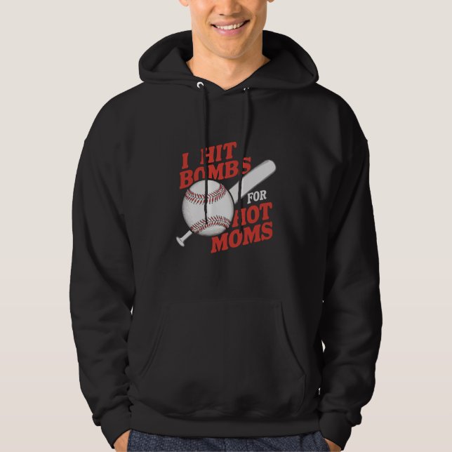 Rolig Retrobaseboll Jag Slår Bomber För Heta Morso Hoodie (Framsida)