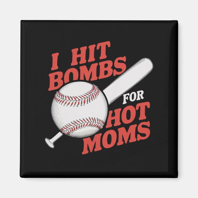 Rolig Retrobaseboll Jag Slår Bomber För Heta Morso Magnet (Framsidan)
