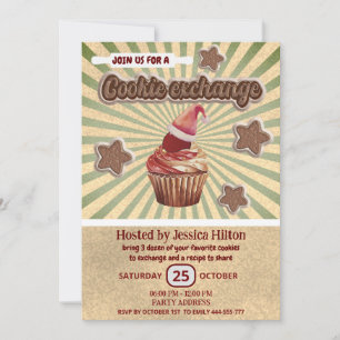 Rolig retrotypografi kakor utbytesfest inbjudningar