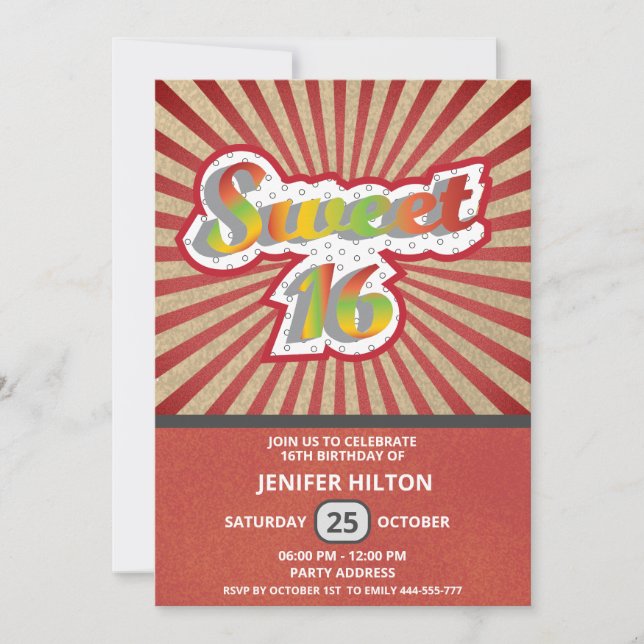 Rolig retrotypografi söt 16 inbjudningar (Framsida)