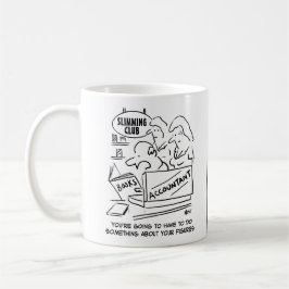 Rolig revisor kontrollerar bantningsklubbens siffr kaffemugg