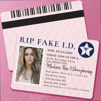 Rolig RIP fejk-ID 21-års födelsedagsfoto Inbjudningar
