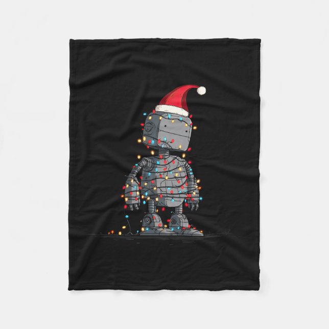 Rolig Robot Jul Grafik Ljus Älskare Lång S Fleecefilt (Framsidan)