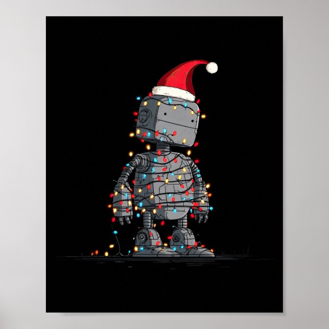 Rolig Robot Jul Grafik Ljus Älskare Lång S Poster (Framsidan)