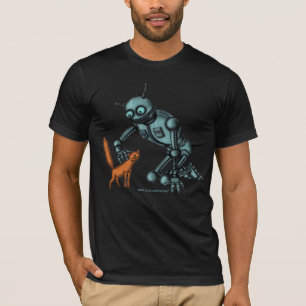 Rolig robot- och kattt-skjorta design t-shirt
