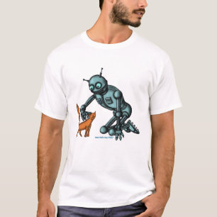 Rolig robot- och kattt-skjorta design tee