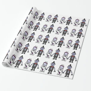 Rolig robotbrud och brudgumbröllop presentpapper