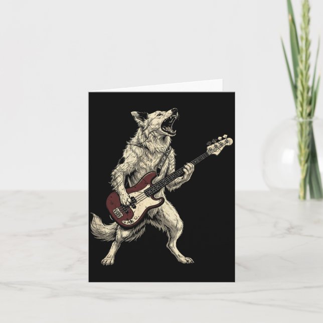 Rolig Rock Border Collie som spelar gitarr Retro H Kort (Framsida)
