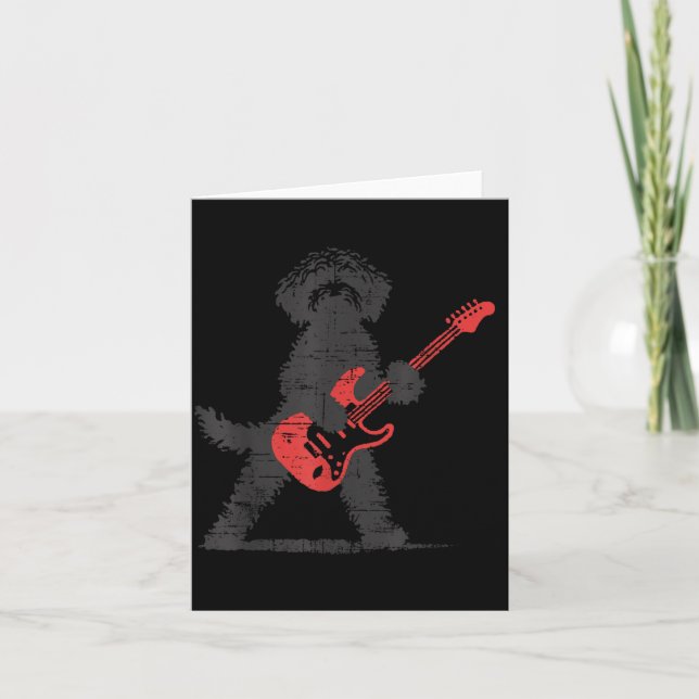 Rolig Rock Goldendoodle Hund Spelar Gitarr Musik Kort (Framsida)