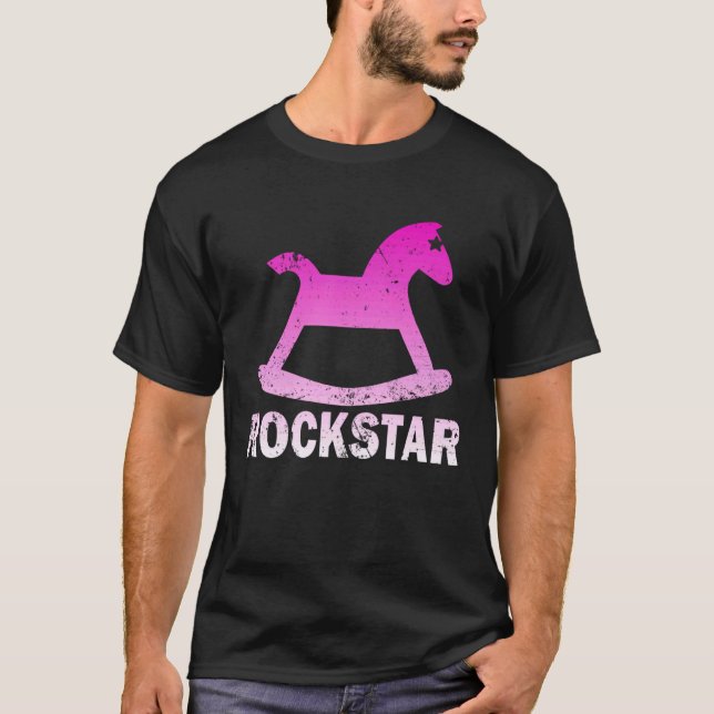 Rolig Rockstar Gunghäst T Shirt (Framsida)