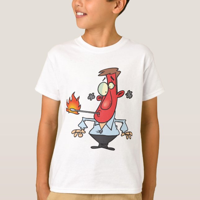 Rolig röd ansikte man med termometer feber t shirt (Framsida)