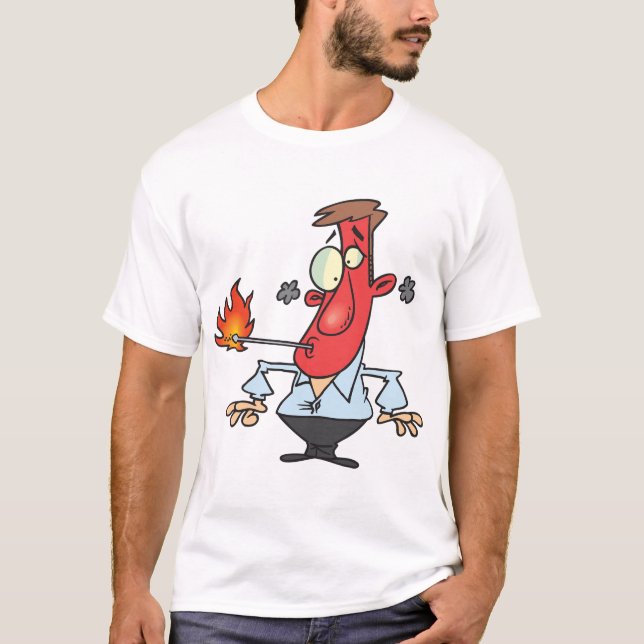 Rolig röd ansikte man med termometer feber t shirt (Framsida)