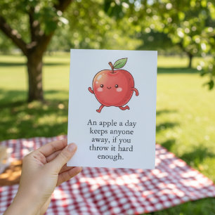 Rolig Röd Äpple Ät en Röd Äpple Dag Tack Kort