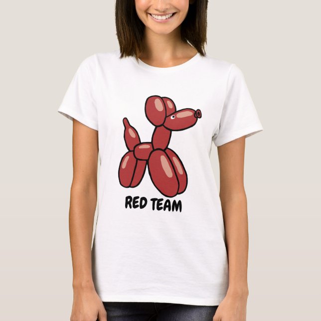 Rolig röd ballonghund design t shirt (Framsida)