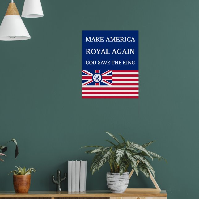Rolig röd blå Gör Amerika Kunglig Igen Flagga Poster (Vardagsrum 1)