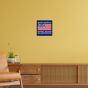 Rolig Röd Blå Gör Amerika Kungligt Igen Flagga Poster