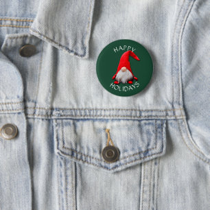 Rolig röd Gnomejul Knapp