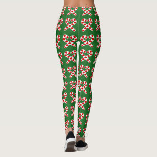 Rolig röd & grön damasker för julälvacandycane leggings