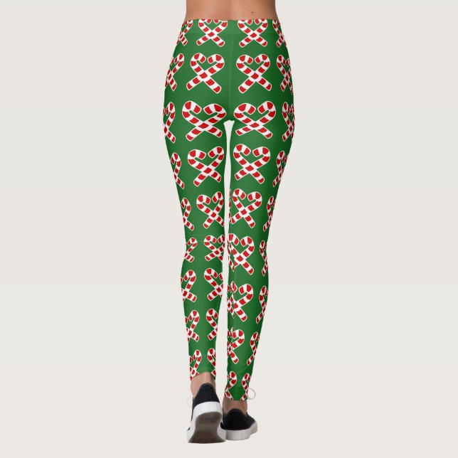 Rolig röd & grön damasker för julälvacandycane leggings (Baksida)