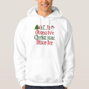 Rolig röd grönt för tvångsmässig juloordning hoodie