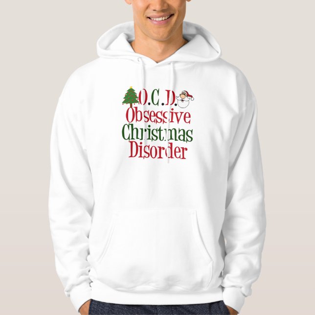 Rolig röd grönt för tvångsmässig juloordning hoodie (Framsida)