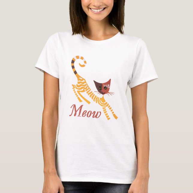 Rolig röd katt t shirt (Framsida)