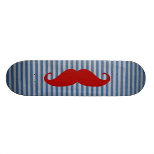 Rolig röd mustasch och blå vita ränder skateboard bräda 20 cm