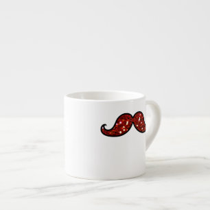 ROLIG RÖD MUSTASCH UTSKRIVAVET GLITTER ESPRESSOMUGG