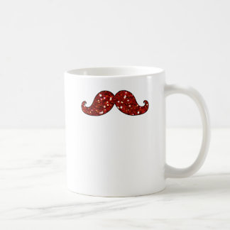 ROLIG RÖD MUSTASCH UTSKRIVAVET GLITTER KAFFEMUGG