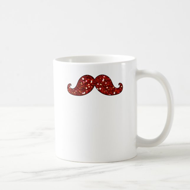 ROLIG RÖD MUSTASCH UTSKRIVAVET GLITTER KAFFEMUGG (Höger)