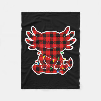 Rolig röd och svart Buffalo-rutig Axolotl jul Fleecefilt