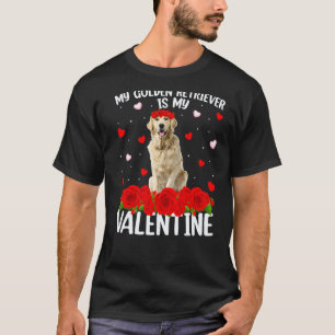Rolig röd ros blomma hjärta golden retriever hund t shirt